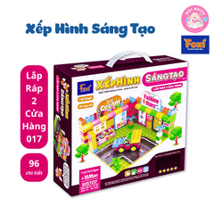 Xếp hình sáng tạo Đồ chơi trẻ em Lắp ráp ô tô, cửa hàng, đoàn tàu kéo số, chữ - chi tiết gạch to cho bé từ 1,5 tuổi - Hiệu Foxi