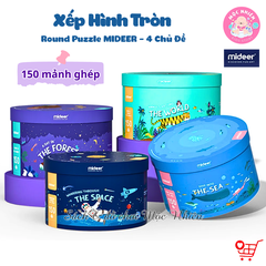 Đồ Chơi Xếp Hình Puzzle MIDEER Dạng Hộp Tròn - 04 Chủ Đề Khu Rừng, Vũ Trụ, Động vật và Đại dương (150 Mảnh Ghép)