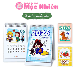 Lịch để bàn 2026 có lịch âm mini kèm ghi chú cute Calendar (nhiều mẫu) - Lalala baby
