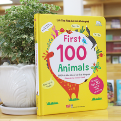 Sách Tương Tác Lật Mở Khám Phá Khổ lớn Lift-The-Flap - First 100 Animals - 100 từ đầu tiên về các loài động vật - Đinh Tị Books