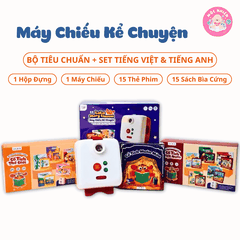 Combo 03 gồm Máy chiếu kể chuyện Lala Story Cinema Bộ tiêu chuẩn và Set cổ tích tiếng Việt + Set cổ tích tiếng Anh - Lalala baby