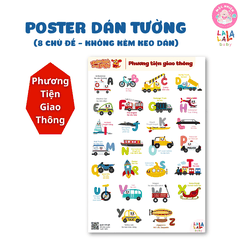Đồ Chơi Giáo Dục - Poster Dán Tường (Không Keo Dính) Song Ngữ Anh Việt - Bảng Chữ Cái - Chữ Số - Cửu Chương - Động Vật