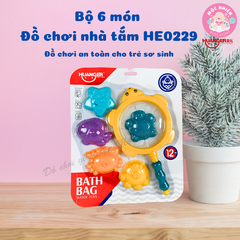 Đồ chơi nhà tắm Huanger HE0229: Bộ 6 món đồ chơi nhà tắm