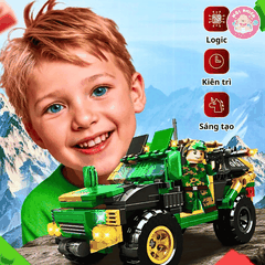 Đồ chơi lắp ráp 2 trong 1 Woma C0663 - Xe quân sự biến hình (325 mảnh ghép)