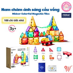 Đồ chơi xếp hình nam châm ánh sáng cầu vồng Mideer Colorful Magnetic Tiles cho bé từ 3 tuổi trở lên