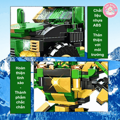 Đồ chơi lắp ráp 2 trong 1 Woma C0663 - Xe quân sự biến hình (325 mảnh ghép)