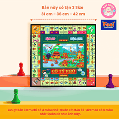 Bộ Cờ Tỷ Phú Việt Nam Plus 34 tỉnh thành (có nam châm) - Chiến lược kinh doanh chơi nhóm bạn 4 và 6 người - Hiệu Foxi
