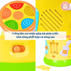 Trống đồ chơi hai mặt phát nhạc cho bé Goodway Drum GW3501C, Đồ Chơi Âm Nhạc An Toàn Cho Bé Từ 12 Tháng Tuổi
