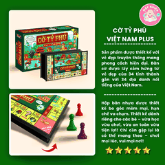Bộ Cờ Tỷ Phú Việt Nam Plus 34 tỉnh thành (có nam châm) - Chiến lược kinh doanh chơi nhóm bạn 4 và 6 người - Hiệu Foxi