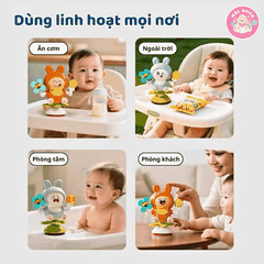 Đồ chơi thỏ nhảy múa thay đổi biểu cảm kèm chong chóng xoay tròn cho bé sơ sinh Goodway Rabbit