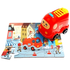 Đồ Chơi Xếp Hình Puzzle Gỗ Kèm Mô Hình Xe 2in1 TOPBRIGHT - Dành Cho Bé Từ 3 Tuổi