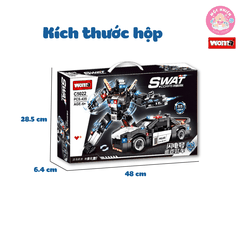 Đồ chơi lắp ráp xếp hình 2 trong 1 Woma C5022 - Xe cảnh sát biến hình Robot SWAT (431 chi tiết)