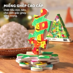 Đồ chơi xếp hình cây thông Noel Mideer bộ lắp ghép mideer Christmas Tale Shaped Puzzle (160 mảnh ghép)