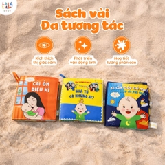 Sách vải đồ chơi cho bé sơ sinh đa tương tác Lalala Baby nhiều chủ đề kích thước lớn 18x18cm