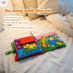 Sách vải đồ chơi cho bé sơ sinh đa tương tác Lalala Baby nhiều chủ đề kích thước lớn 18x18cm