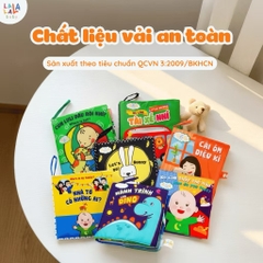 Sách vải đồ chơi cho bé sơ sinh đa tương tác Lalala Baby nhiều chủ đề kích thước lớn 18x18cm