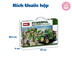 Đồ chơi lắp ráp 2 trong 1 Woma C0663 - Xe quân sự biến hình (325 mảnh ghép)