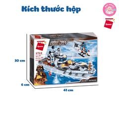 Đồ chơi lắp ráp tàu chiến quân sự Qman 1722 - Tiến quân (539 mảnh ghép) - Dành cho bé trai từ 6 tuổi
