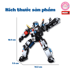 Đồ chơi lắp ráp xếp hình 2 trong 1 Woma C5022 - Xe cảnh sát biến hình Robot SWAT (431 chi tiết)