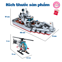 Đồ chơi lắp ráp tàu chiến quân sự Qman 1722 - Tiến quân (539 mảnh ghép) - Dành cho bé trai từ 6 tuổi