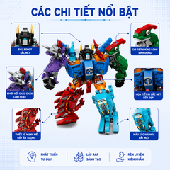 Đồ chơi xếp hình, lắp ráp 6 in 1 Qman 1414 - Siêu Robot khủng long Sura (456 mảnh ghép)