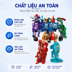 Đồ chơi xếp hình, lắp ráp 6 in 1 Qman 1414 - Siêu Robot khủng long Sura (456 mảnh ghép)