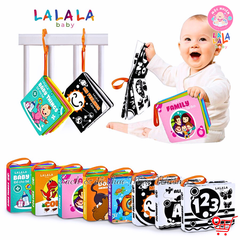 Combo 08 Cuốn Sách Vải Mini Song Ngữ Đa Giác Quan Cho Bé Sơ Sinh Size Mini 11x12cm - Lalala Baby (0-12 tháng)