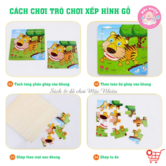 Tranh Ghép Gỗ - Tranh Ghép 9 Miếng Giúp Bé Rèn Luyện Tư Duy Sáng Tạo (nhiều mẫu)