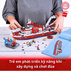 Đồ chơi lắp ráp xếp hình Qman 12028 - Tàu cứu hộ ven biển (589 chi tiết) - Dành cho bé trai từ 6 tuổi