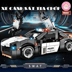 Đồ chơi lắp ráp xếp hình 2 trong 1 Woma C5022 - Xe cảnh sát biến hình Robot SWAT (431 chi tiết)