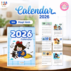 Lịch để bàn 2026 có lịch âm mini kèm ghi chú cute Calendar (nhiều mẫu) - Lalala baby