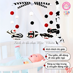 Combo Bộ Đồ chơi Treo Nôi Cũi Tự Động Quay có Phát Nhạc + 2 cục Pin tiểu 2A - Lalala baby