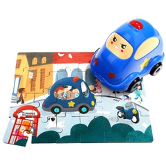 Đồ Chơi Xếp Hình Puzzle Gỗ Kèm Mô Hình Xe 2in1 TOPBRIGHT - Dành Cho Bé Từ 3 Tuổi