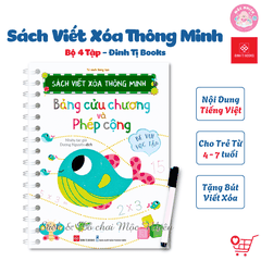 Combo 04 cuốn Sách viết xóa thông minh (Cho bé từ 4-7 tuổi) - Đinh Tị Books