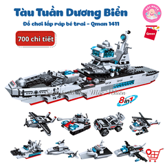 Đồ Chơi Lắp Ráp Tàu Chiến Qman 1411 - Tàu tuần dương biển (700 mảnh ghép) - Dành Cho Bé Trai Từ 6 Tuổi