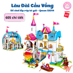 Đồ chơi lắp ráp Qman 32014 - Lâu đài cầu vồng 605 mảnh ghép (kèm 3 nhân vật)
