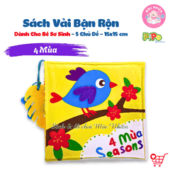 Sách vải tương tác lật mở cho bé nhận biết màu sắc, học chữ, tập đếm, 4 mùa (lẻ cuốn) size cơ bản 15x15 - Pipovietnam