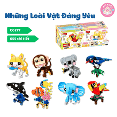 Bộ đồ chơi lắp ráp WOMA C0277 - Những loài vật dễ thương (Combo 08 hộp 655 mảnh ghép)