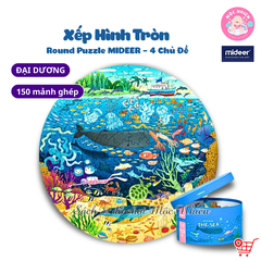 Đồ Chơi Xếp Hình Puzzle MIDEER Dạng Hộp Tròn - 04 Chủ Đề Khu Rừng, Vũ Trụ, Động vật và Đại dương (150 Mảnh Ghép)