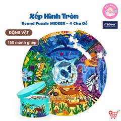 Đồ Chơi Xếp Hình Puzzle MIDEER Dạng Hộp Tròn - 04 Chủ Đề Khu Rừng, Vũ Trụ, Động vật và Đại dương (150 Mảnh Ghép)
