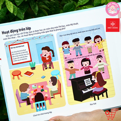 Sách - Bách khoa kỹ năng sống đa tương tác - Những hoạt động ở trường mẫu giáo giúp con vui vẻ đến lớp - Đinh Tị Books