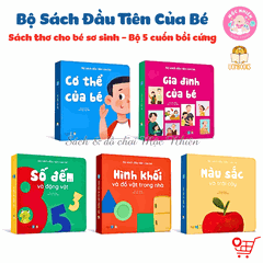 Bộ sách đầu tiên của bé 5 cuốn bồi cứng - Sách thơ cho bé sơ sinh, 0-6 tháng, 1 tuổi, em bé tập nói phát triển vốn từ - Lionbooks