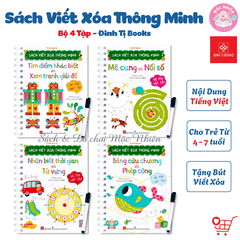 Combo 04 cuốn Sách viết xóa thông minh (Cho bé từ 4-7 tuổi) - Đinh Tị Books