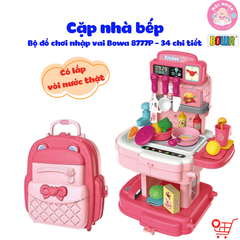 Đồ Chơi Hướng Nghiệp Nhập Vai Đầu Bếp Nấu Ăn BOWA 8777P - Cặp Nhà Bếp 34 Chi Tiết Có Lắp Vòi Nước Thật