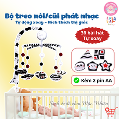 Combo Bộ Đồ chơi Treo Nôi Cũi Tự Động Quay có Phát Nhạc + 2 cục Pin tiểu 2A - Lalala baby