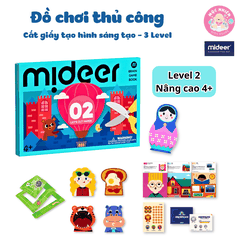 Mideer Lets Cut Paper 03 Cấp Độ (CẤP ĐỘ 2 MIDDLE) - Đồ Chơi Thủ Công Cắt Giấy Tạo Hình Sáng Tạo Cho Bé từ 4 tuổi