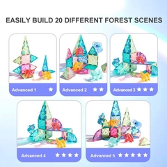 Đồ chơi xếp hình nam châm ánh sáng cầu vồng animals 40 pcs động vật - Mideer Colorful Magnetic Tiles
