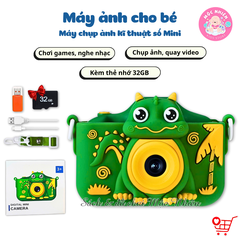 Máy chụp hình Camera - Máy ảnh kỹ thuật số cho bé có tích hợp chơi game (Tặng kèm thẻ nhớ 32GB)