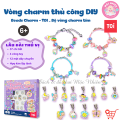 Đồ chơi vòng tay charm chính hãng TOI - Vòng tay thủ công cho bé gái DIY 3 chủ đề bé tự xỏ dây luồn hạt