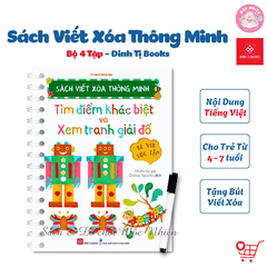 Combo 04 cuốn Sách viết xóa thông minh (Cho bé từ 4-7 tuổi) - Đinh Tị Books